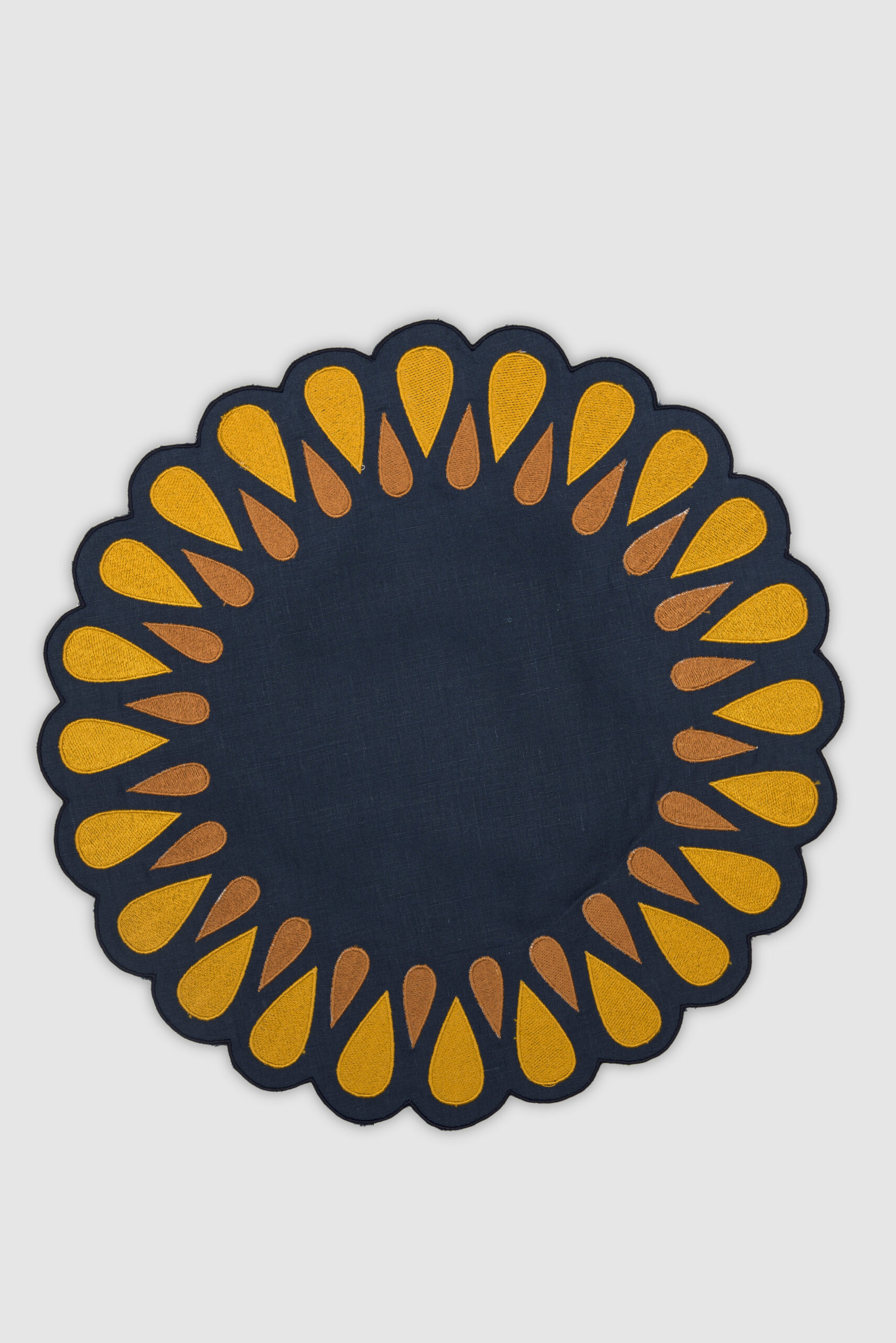 Mantel Individual de Lino Drops Azul Navy/mustard