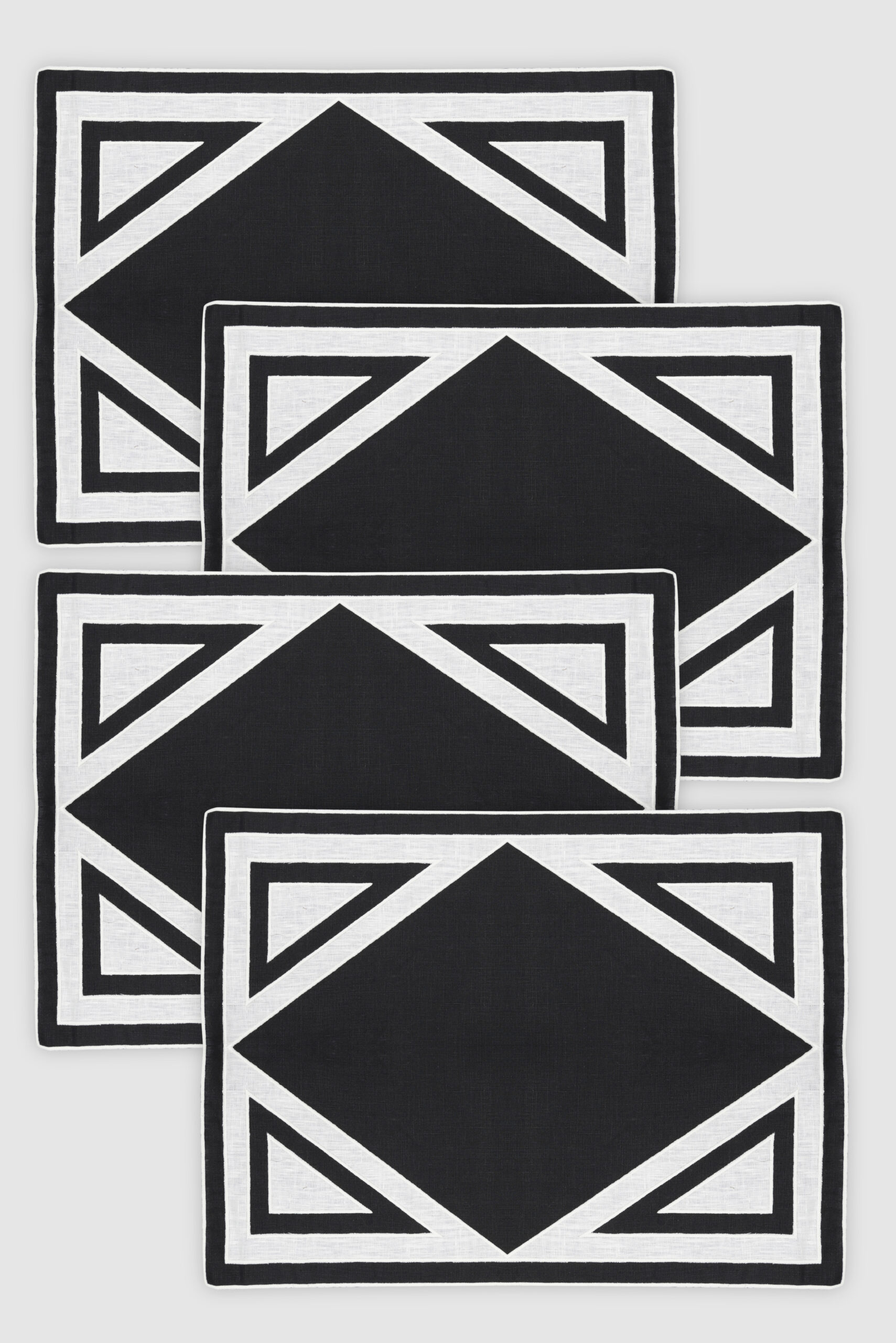Mantel Individual de Lino Triangu black/white