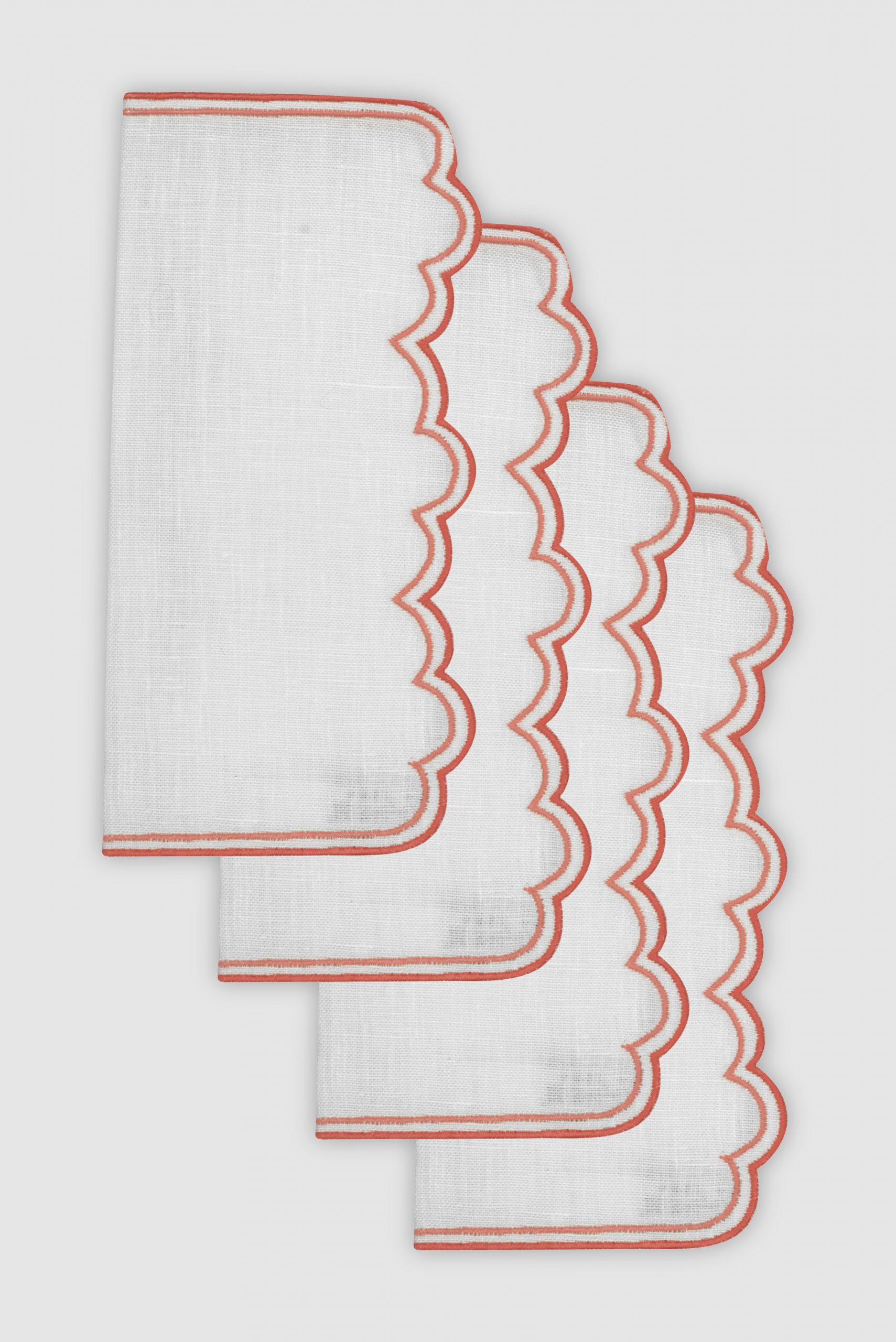 set of four escamas coral cocktail napkins