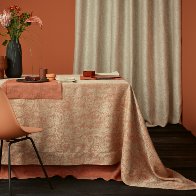 MODERNO - Mantel De Tela Con Aspecto De Lino De Damasco, Jacquard Con Protección Antimanchas, Ovalado, Cubre Mesa Mantelería, 140 X 190 Cm, Color Beige