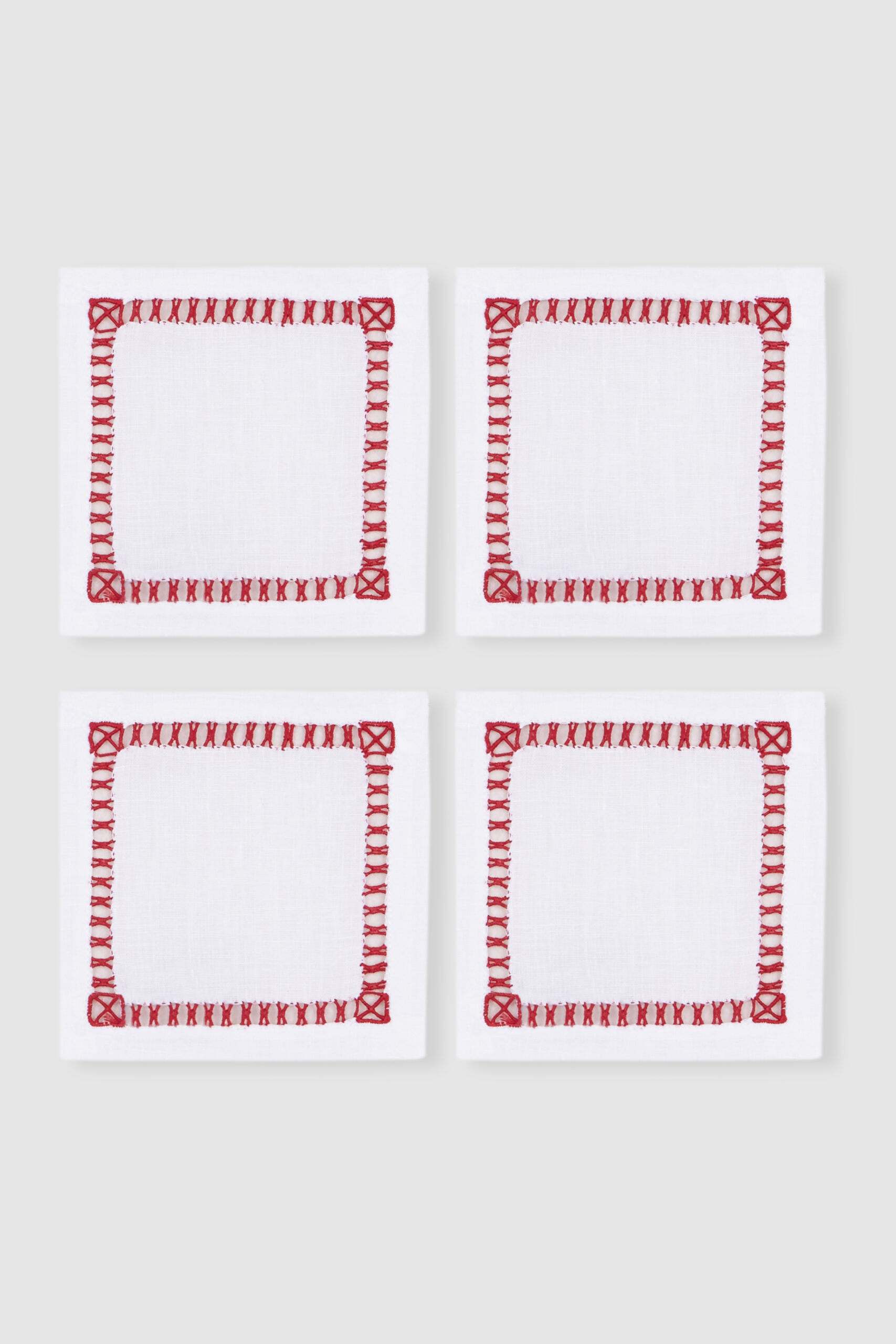 set of four tokyo red linen coasters