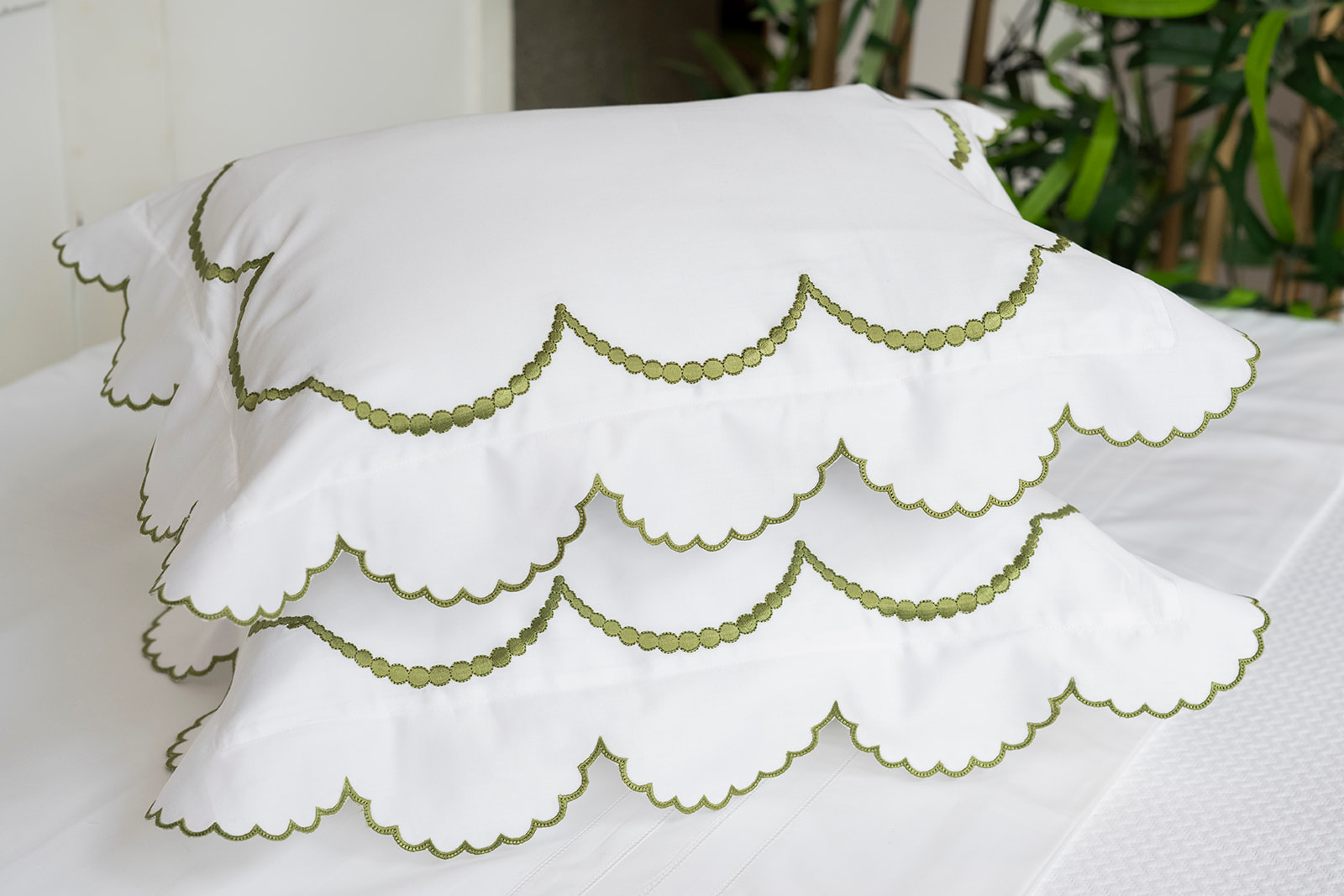 set de cama en algodon saten perlas green