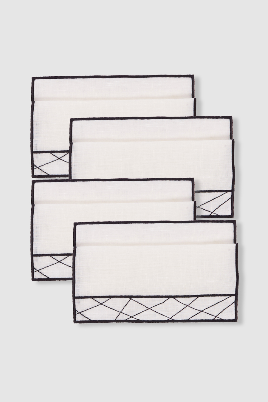 set of four carrara off white linen cocktail napkins