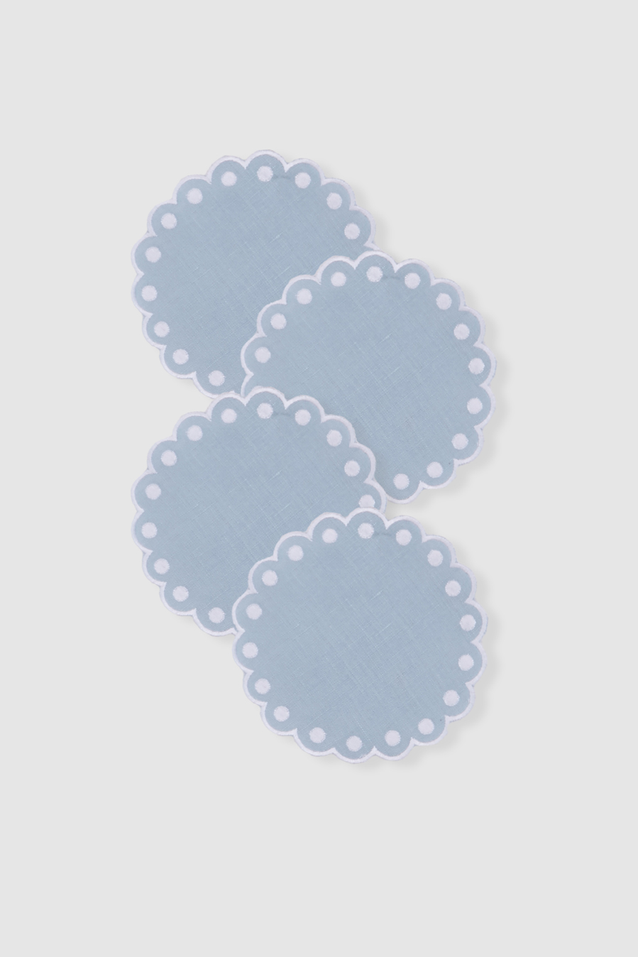 set of four bodoques baby blue linen coasters