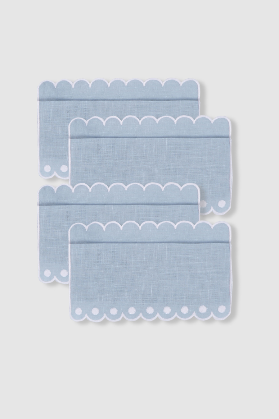 set of four bodoques baby blue linen cocktail napkins