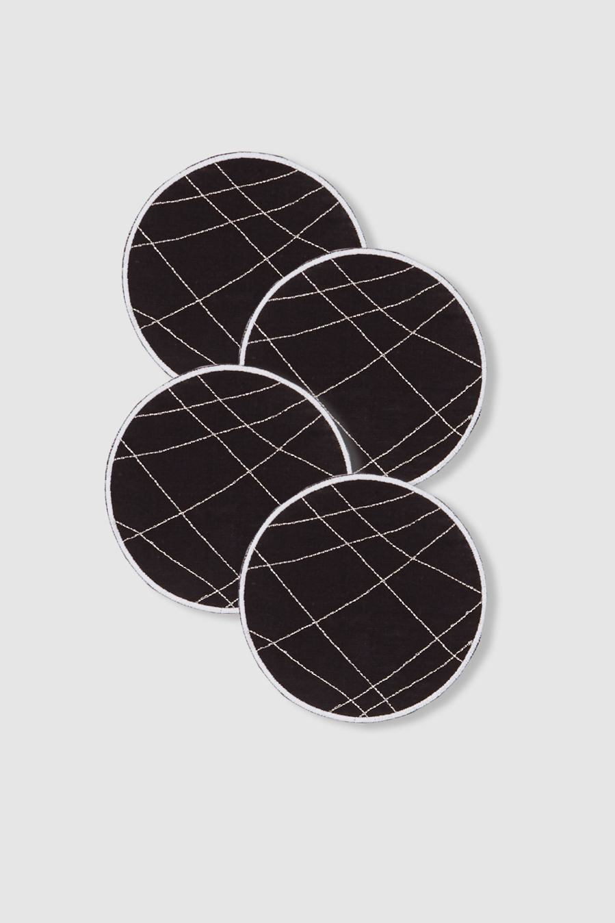 set of four carrara black linen coasters