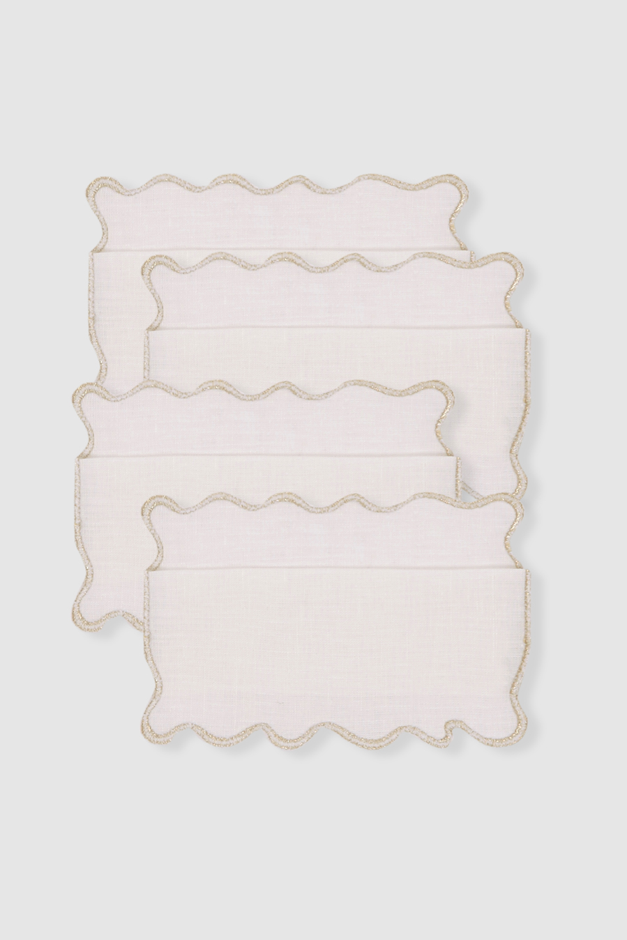 set of four boreal off white linen cocktail napkins