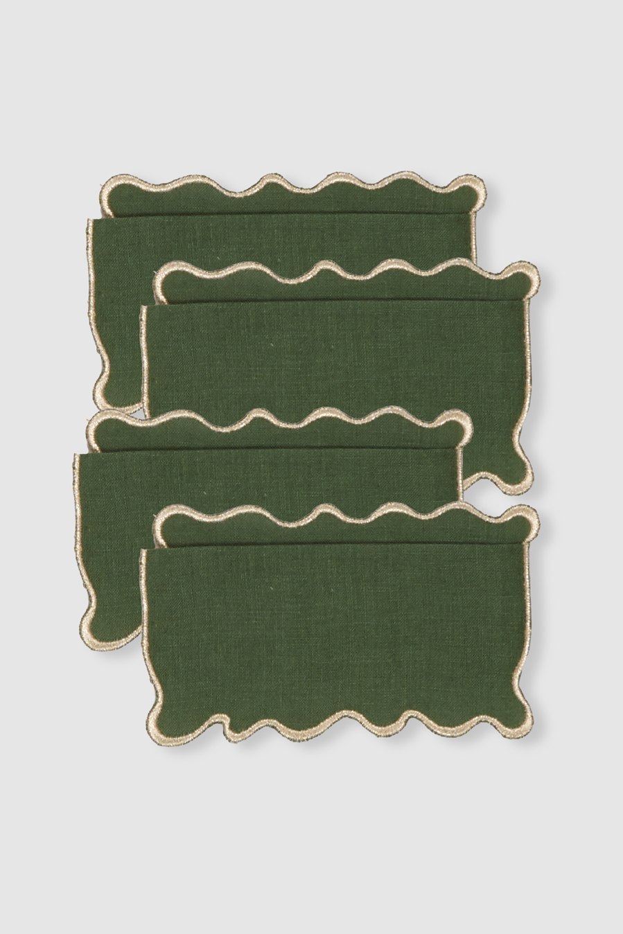 set of four boreal green linen cocktail napkins