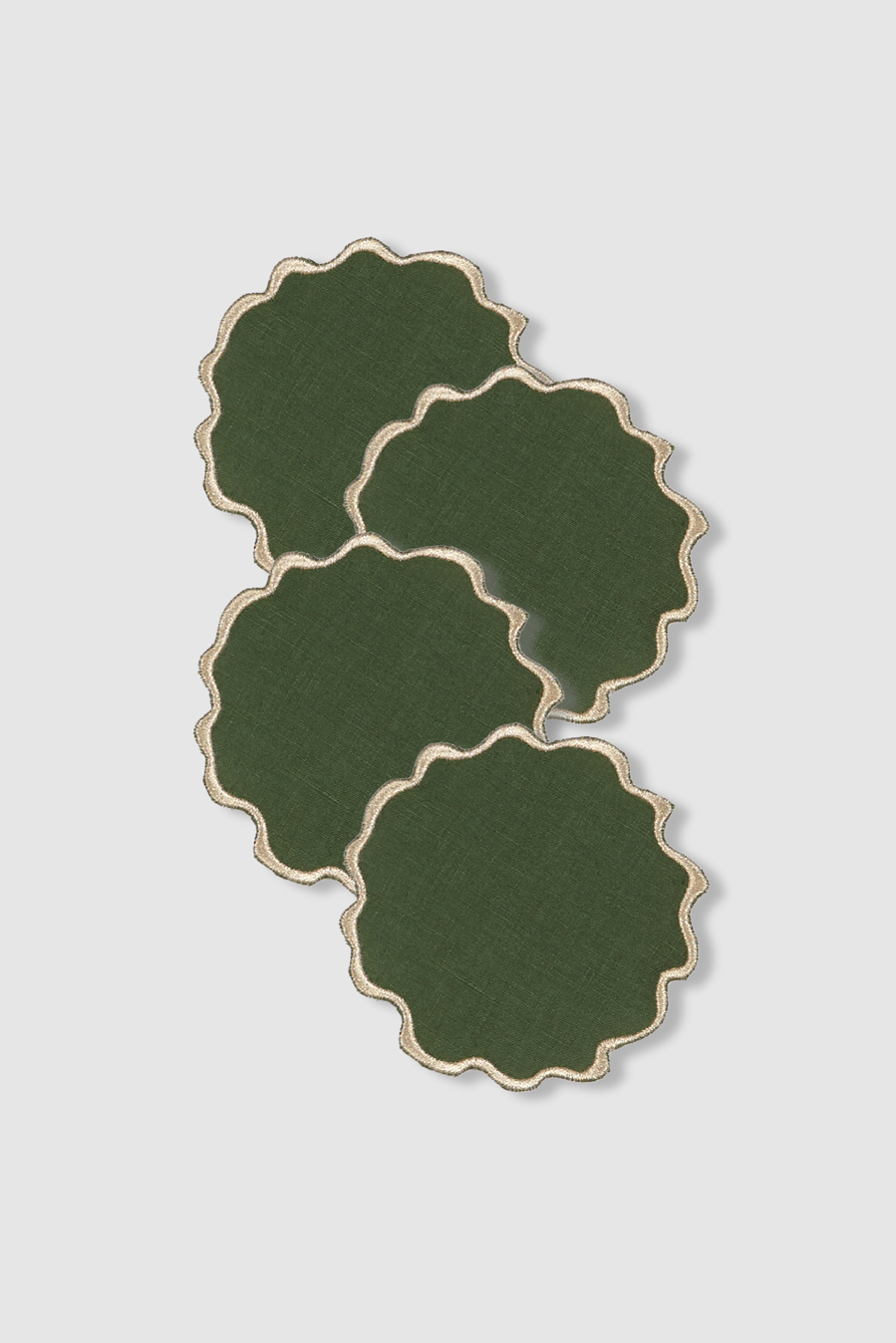 set of four boreal green linen coasters