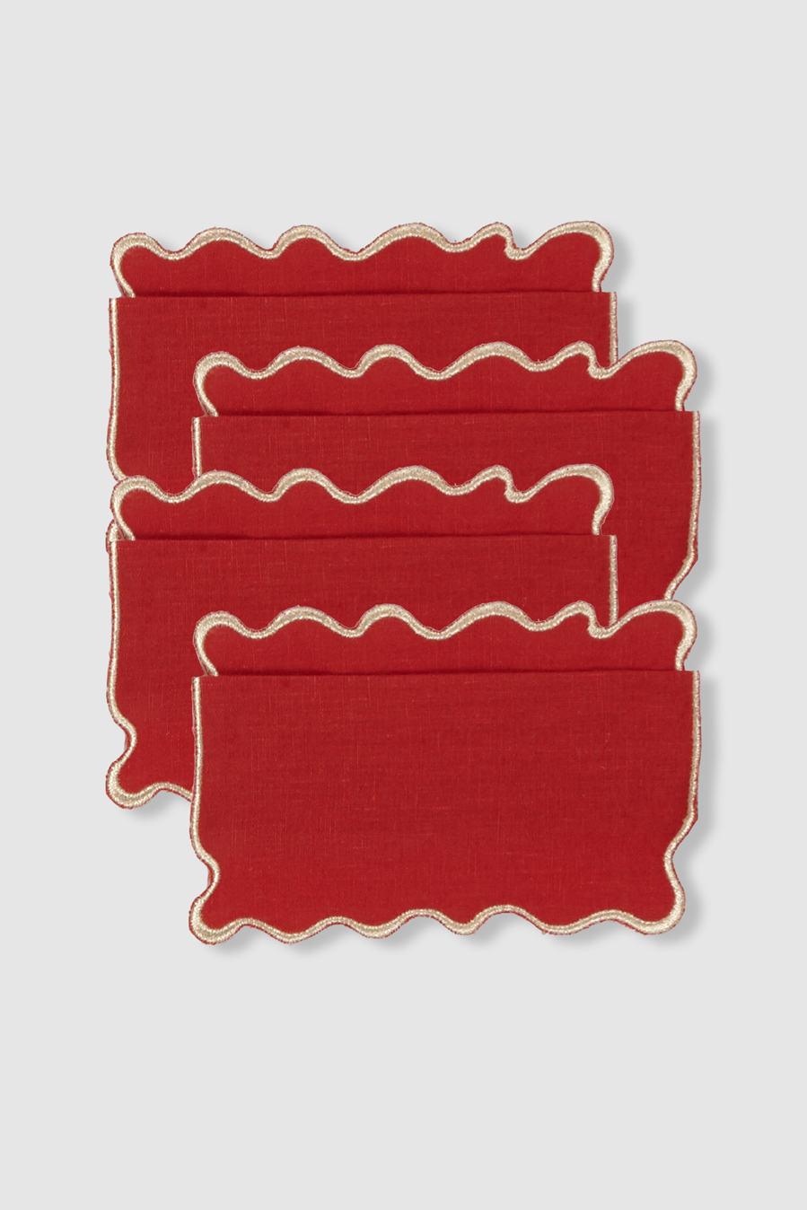 set of four boreal red linen cocktail napkins