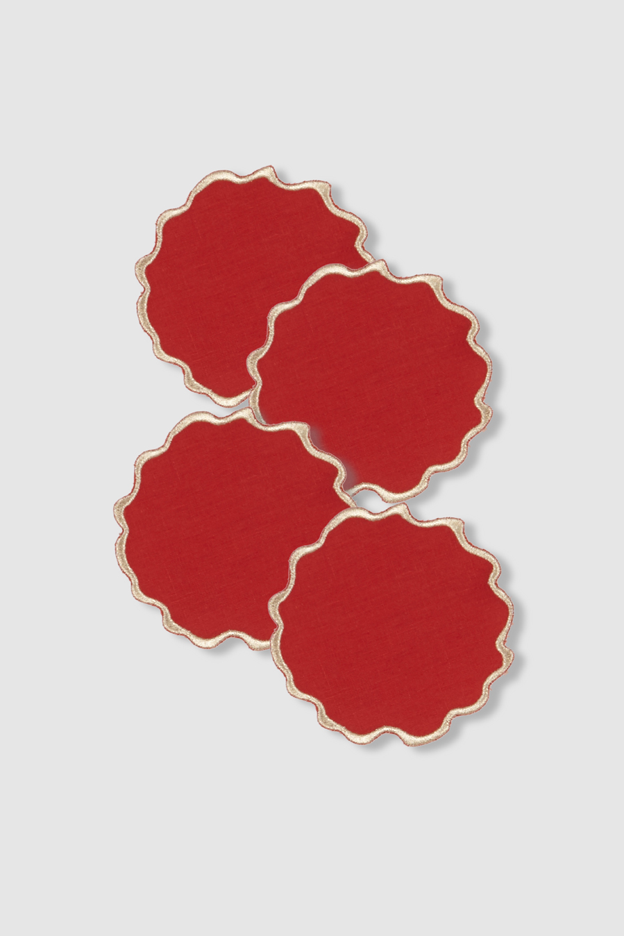 set of four boreal red linen coasters