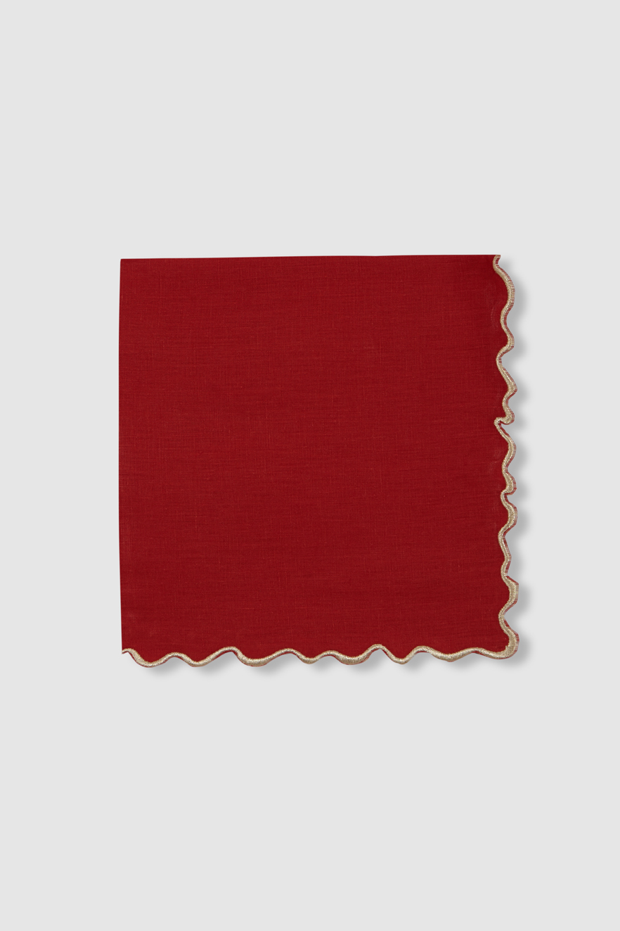 boreal red linen napkin