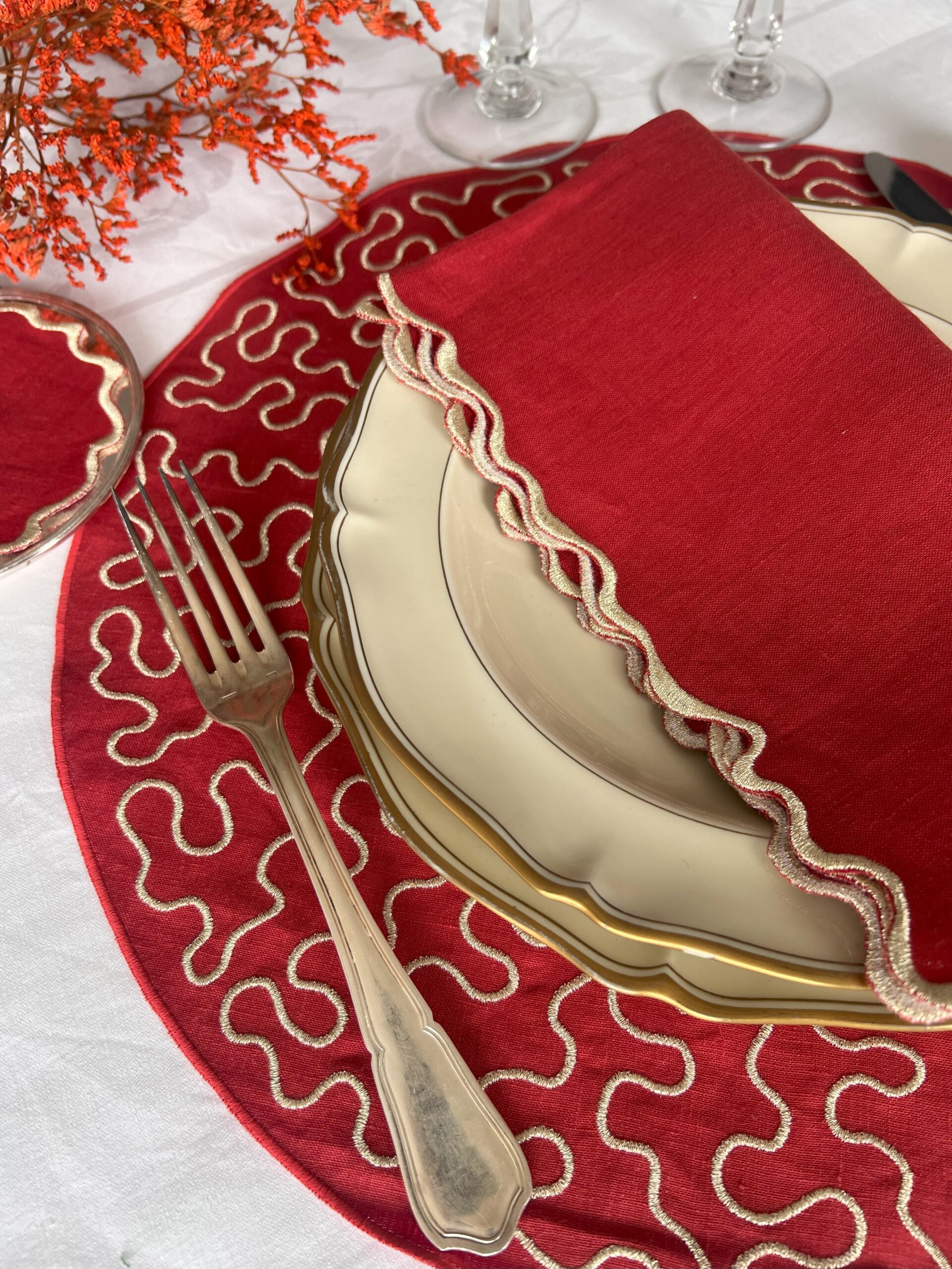 mantel individual de lino boreal red