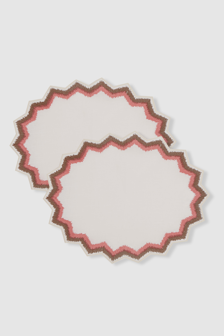 mallorca off white/brown and pink linen placemat