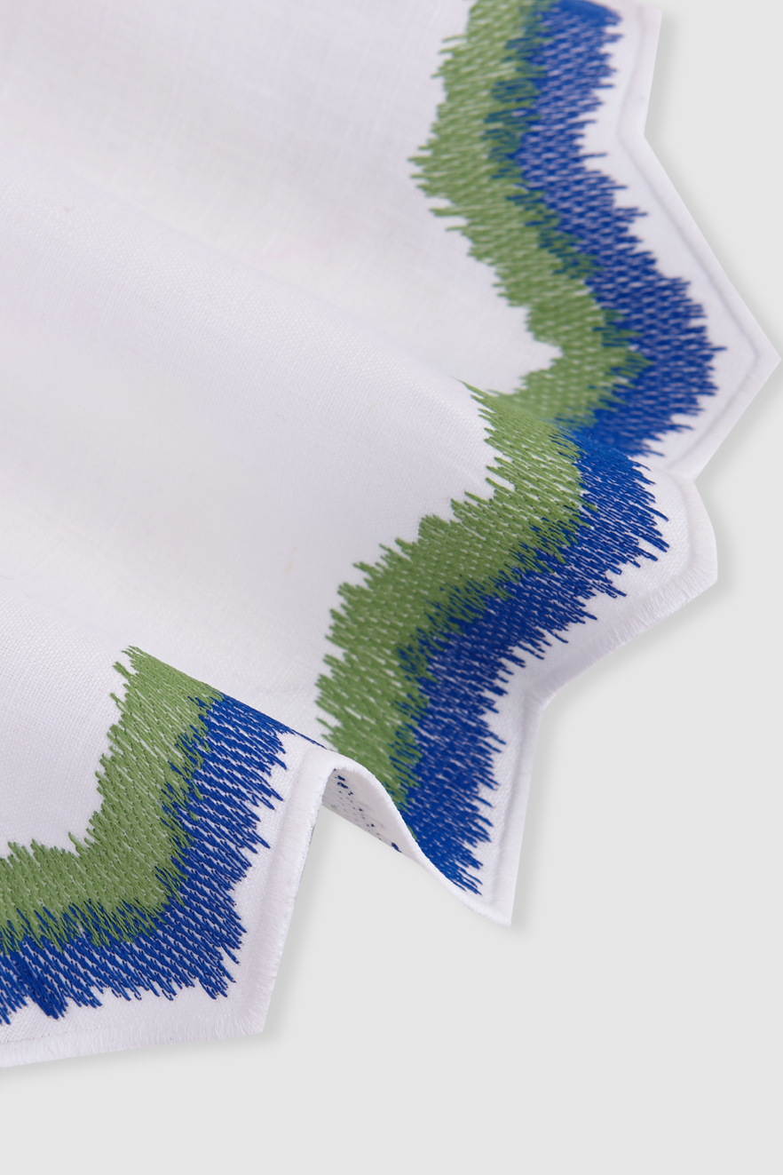 mantel individual de lino mallorca white/blue/green