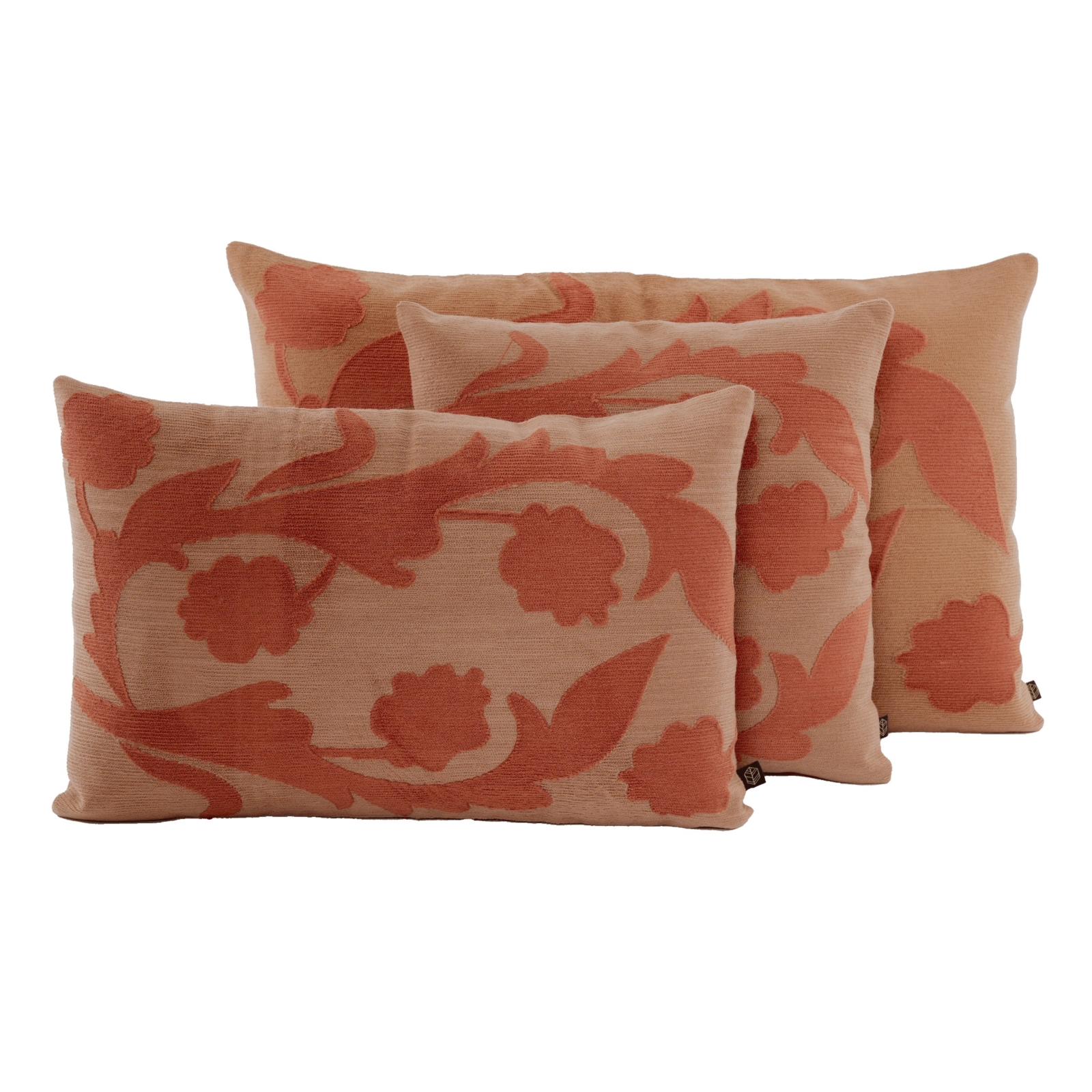 mocaccino floral embroidered cushion