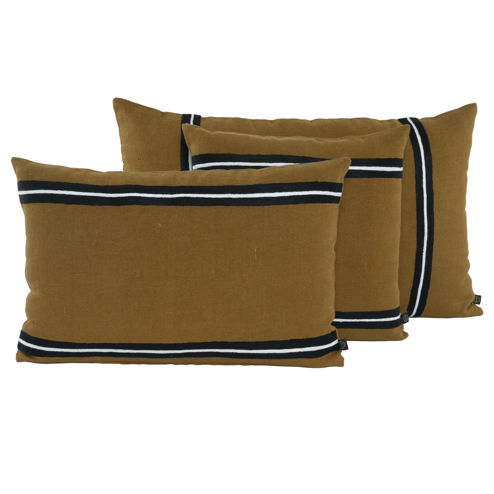 gold stripped linen cushion